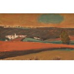 Henry Hayden (1883 Warsaw - 1970 Paris), Landscape with fields among the hills, 1963
