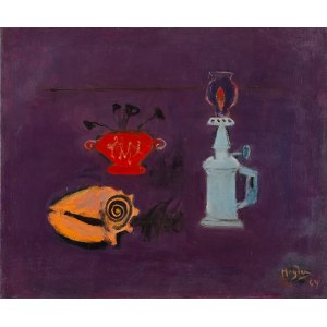Henryk Hayden (1883 Warszawa - 1970 Paryż), Martwa natura z lampą naftową i muszlami (Nature morte a la lampe pigeon et aux coquillages), 1969