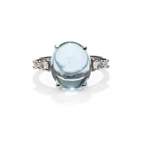 Ring with aquamarine and diamonds 2nd half of 20th century, jewelry