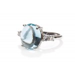 Ring with aquamarine and diamonds 2nd half of 20th century, jewelry