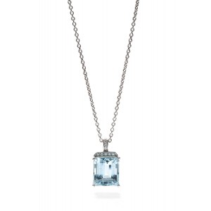 Pendant with aquamarine and diamonds 2nd half of 20th century, jewelry