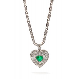 Halskette mit Smaragd und Diamanten 2. Hälfte 20. Jahrhundert, Schmuck