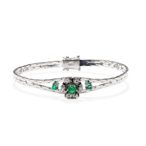 Bracelet with emeralds and diamonds 2nd half of 20th century, jewelry