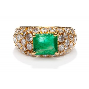 Ring mit Smaragd und Diamanten 2. Hälfte 20. Jahrhundert, Schmuck