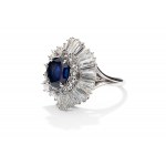 Ring with sapphire and diamonds 2nd half of 20th century, jewelry