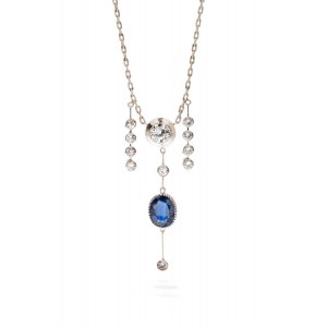 Necklace with sapphire and diamonds 1960s, jewelry