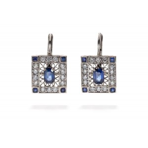 Earrings with sapphires and diamonds 2nd half of 20th century, jewelry