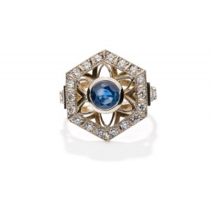 Ring with sapphire and diamonds 2nd half of 20th century, jewelry