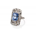 Ring with sapphire and diamonds 1920s-30s, jewelry