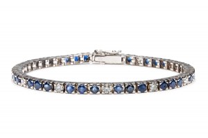 Tennis bracelet with sapphires and diamonds early 21st century, jewelry