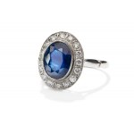Ring with sapphire and diamonds circa mid-20th century, jewelry