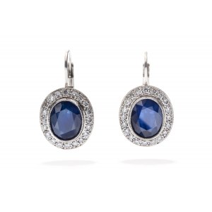 Earrings with sapphires and diamonds 2nd half of 20th century, jewelry