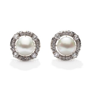 Komplet broszek z perłami i brylantami lata 20.-30. XX w., biżuteria