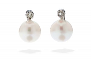 Kolczyki z perłami i diamentami pocz. XXI w., biżuteria