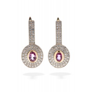 Earrings with pink sapphires and diamonds XX/XXI century, jewelry