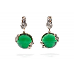 Earrings with green garnets and diamonds XX/XXI century, jewelry