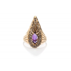 Ring with amethyst and diamonds 2nd half of 20th century, jewelry