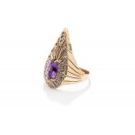 Ring with amethyst and diamonds 2nd half of 20th century, jewelry