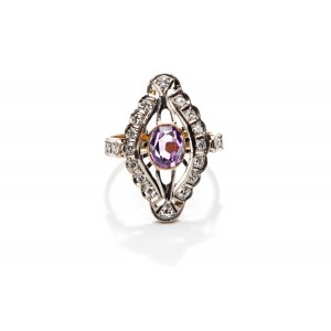Ring with amethyst and diamonds 2nd half of 20th century, jewelry