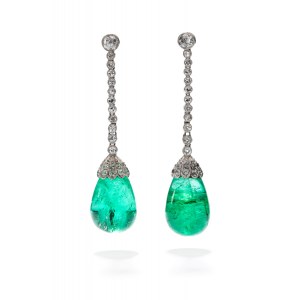 Earrings with emeralds and diamonds 1920s-30s, jewelry