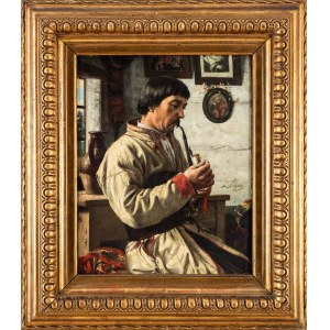 Henryk Dyrdoń (1860 - 1894), Gospodarz bronowicki (Portret kosyniera w chacie), 1884