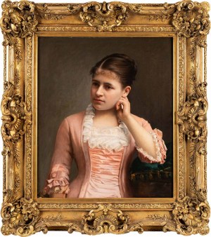 Władysław Czachórski (1850 - 1911), Portret kobiety w różowej sukni