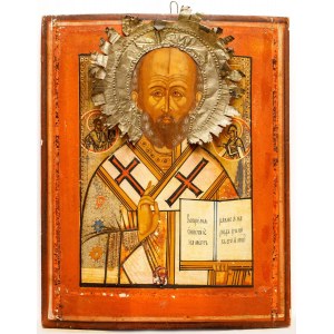 IKONA, ŚW. MIKOŁAJ CUDOTWÓRCA, Rosja, 2 poł. XIX w.