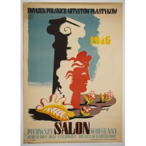 PLAKAT, ZWIĄZEK POLSKICH ARTYSTÓW PLASTYKÓW 1946  PIERWSZY SALON WIOSENNY