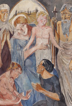 Maria Melania Mutermilch Mela Muter (1876 Warszawa - 1967 Paryż), Madonna z Dzieciątkiem ze świętymi i dwiema postaciami w modlitwie, lata 40. XX w.