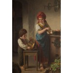 F. Bonier, Genre Scene in the Kitchen, 1874