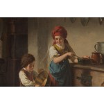 F. Bonier, Genre Scene in the Kitchen, 1874