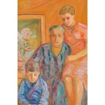 Zbigniew Pronaszko (1885 Derebczyn - 1958 Krakau), Porträt einer Familie in einem Interieur (mit einem Dackel)