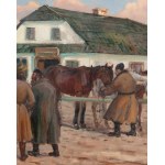 Jan Erazm Kotowski (1885 Opatowiczki near Pinczow - 1960 Milanówek), In front of an inn