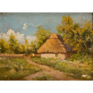 Wiktor Korecki (1890 Kamieniec Podolski - 1980 Milanówek near Warsaw), Summer landscape with a cottage