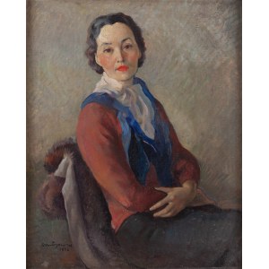 Włodzimierz Bartoszewicz (1899 Lviv - 1983 Poznań), Portrait of Mrs. Wozniak, wife of the director of the Polish Theater, 1952