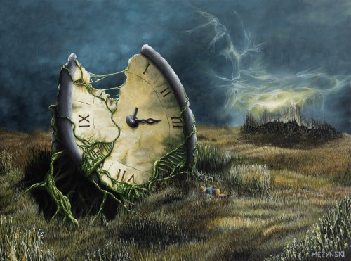 Arkadiusz Mężyński (ur. 1978), Drzemka przy starym zegarze, 2022