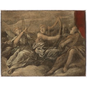 Bologna 17th Century, Grisaille with Musician Angels