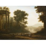 European Master of 18th century, Classical Landscape with Herd of Cattle and Ancient Building