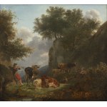 Philipp Jacob/Jacques Loutherbourg (1740-1812) - Attributed, Southern Landscape with Shepherds and Cows