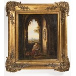 Painter 18th/19th Century. Two Ruined Churches Interiors with a View of the Landscape Through High Windows
