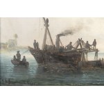 19th Century Painter, Harbour Scene with Sailing Boats