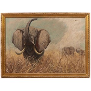 Franz Baum (1893 Munich - ?), Elephants in the Savannah