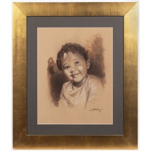 Child portrait, pastel on cardboard