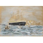 2 paintings Ocean Ship