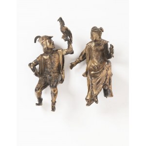 2 Various seated figures Falconer and Courtly Lady, Germany