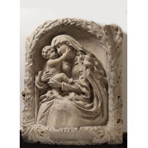 Stone relief of Madonna and Child, Germany , 1691 (MDCXCI)