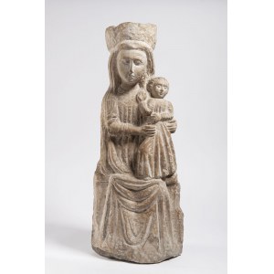 A sculpture depicting Madonna with Child Marble