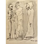 Otto AXER (1906-1983), Three figures with a sword