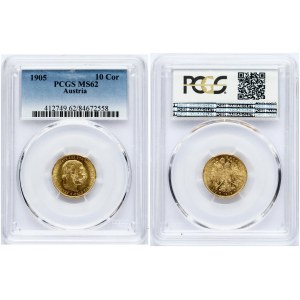 Austria 10 Corona 1905 PCGS MS 62 ONLY ONE COIN IN HIGHER GRADE