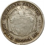 Colombia 50 Centavos 1877 BOGOTA